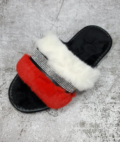 TWIN COLOR FUR SLIDES