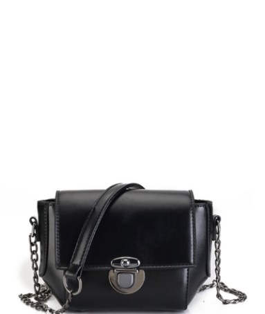 Faux Leather Push Lock Flap Bag