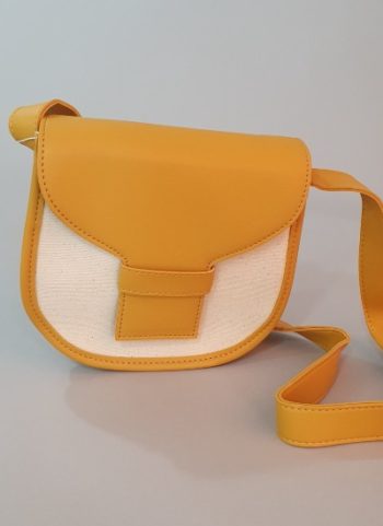 Two Tone Leather Trim Cross Body Mustard