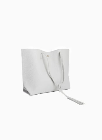 WHITE TASSEL PU SHOULDER HANDBAG