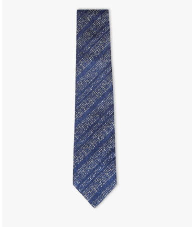 BLUE WIDE STRIPED SILK-LINEN TIE