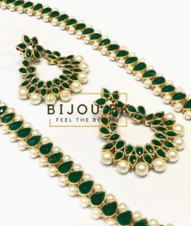 Beaut Emerald Mala with Earrings