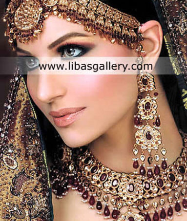 Gold Plated Garnet Gemstones Bridal Jewellery