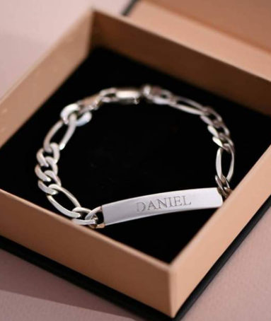 PERSONALIZED MEN ID BRACELET SILVER