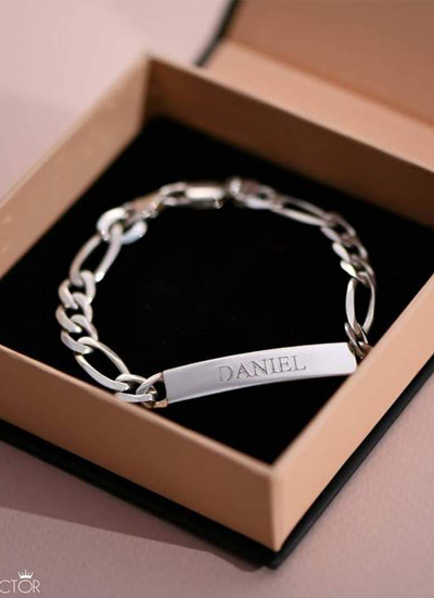 PERSONALIZED MEN ID BRACELET SILVER