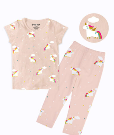 Night Suit Glitter Unicorn For Girls