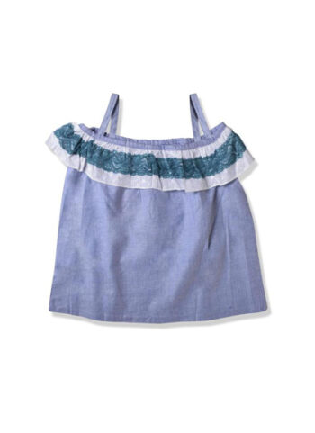 CHENONE KIDS GIRL'S CHAMBRAY SLEEVELESS TOP