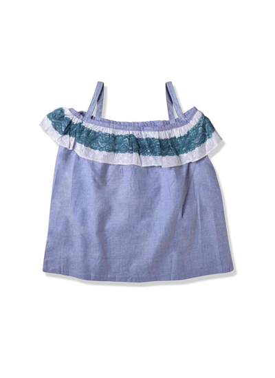 CHENONE KIDS GIRL'S CHAMBRAY SLEEVELESS TOP