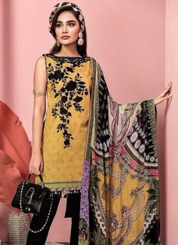 Anaya 3PCS Lawn Neck Embroidered Suit with Bamber Chiffon Dubbata D-103-B