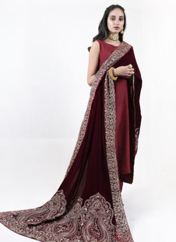 Embroidered Velvet Shawl 2.5 Meter Long