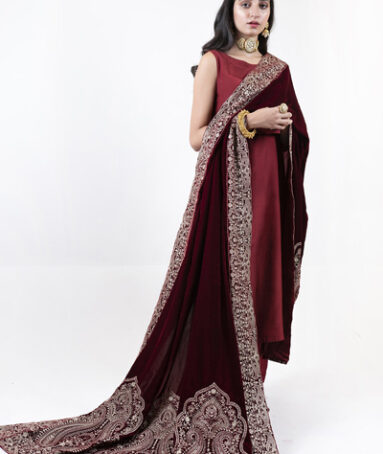 Embroidered Velvet Shawl 2.5 Meter Long