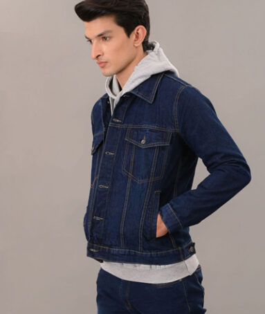 Winter Men Navy Blue Denim Jacket