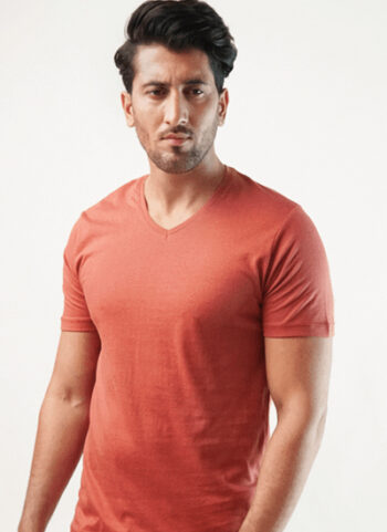 Swart V-neck T-Shirt - Rust