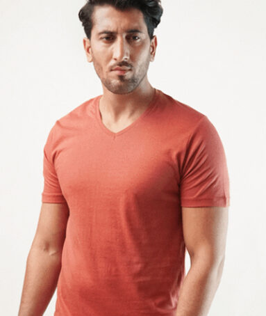 Swart V-neck T-Shirt - Rust