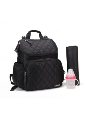 Enfants Quilted Backpack Diaper Bag - Black