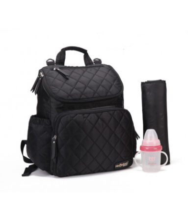 Enfants Quilted Backpack Diaper Bag - Black