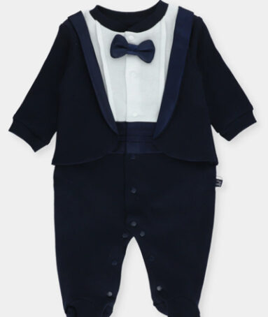 Full Romper Navy Blue with Attached Blazer & Bow tie