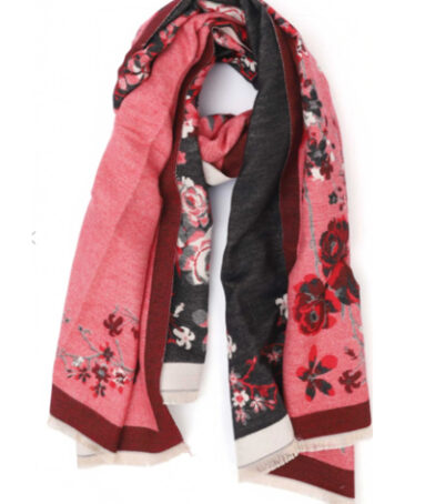 PRINTED SHAWL-BLACK-RED