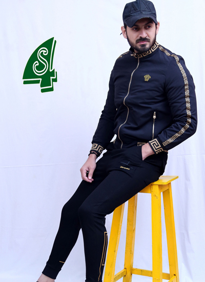 Imported Black Trouser With Yellow Embroidery