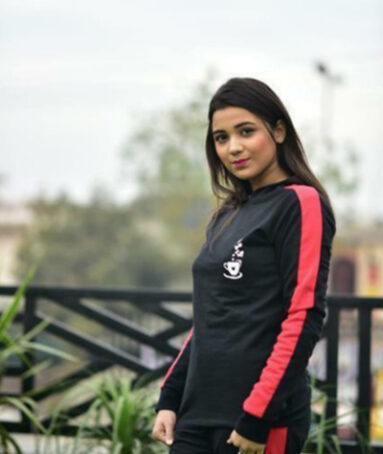 Black and Red Coffee Print Track Suit for Her (RX-151)