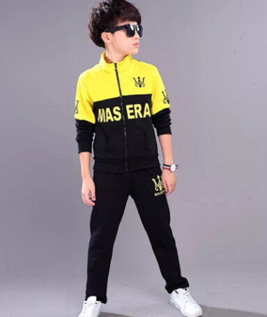 Yellow Masera Print Stylish Track Suit For Kids