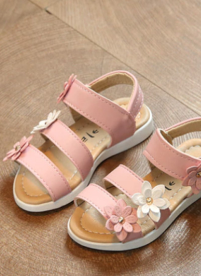 Classic Floral Open Sandals for Baby Girls