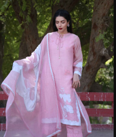 Pure Cotton Women Latest Pink Dress