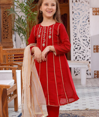 3 Pc Dress With Paper Cotton Dupatta