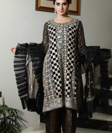 Black Chikankari Gotta Patti Dress