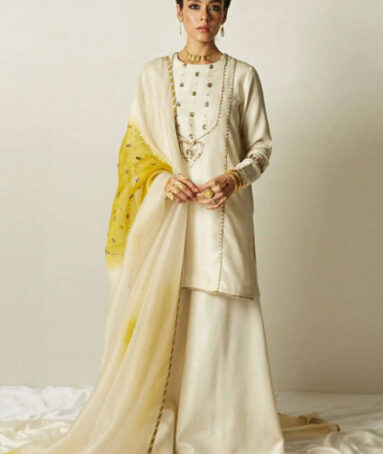 Embellished Ivory Kurta and Sharara