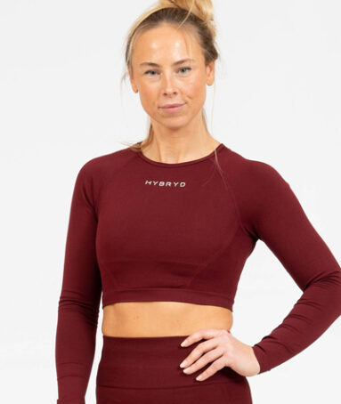 Hybrid Nova Long Sleeve Crop – Burgundy