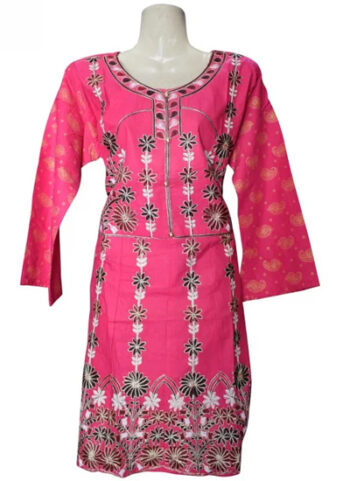 Pink Color Floral Design Ladies Kurta