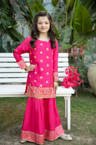 Rose Mesh Shirt And Gharara