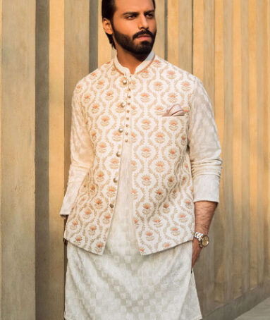 White Raw Silk kurta And Cotton Silk Pajama