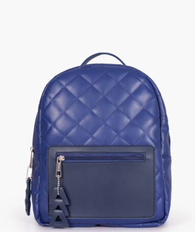 Blue Quilted Mini Backpack For Girls