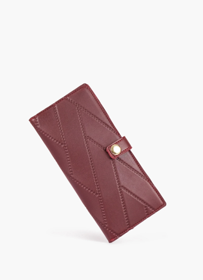 Burgundy Quilted Two-Fold Wallet