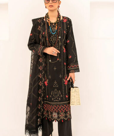 Dyed Lawn Embroidered Dress With Sleeves