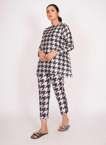 Fabric Raw Silk Printed Two Piece Set