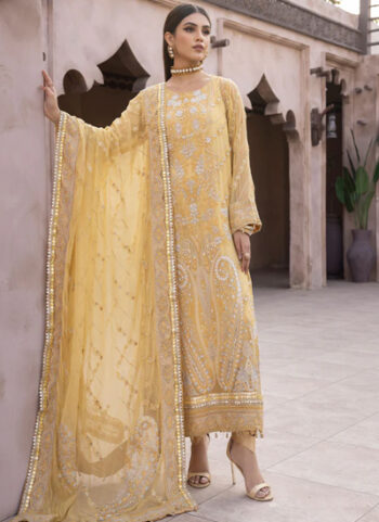 Heavy Yellow Embroidered Chiffon Shirt