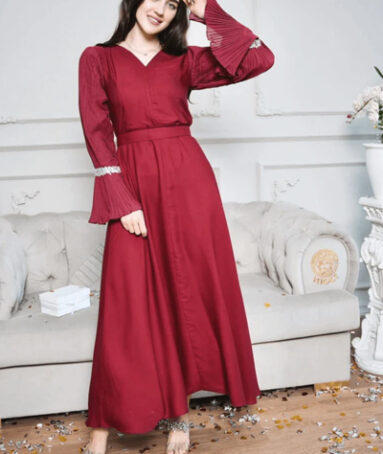 Lilie Dress In Maroon For Women