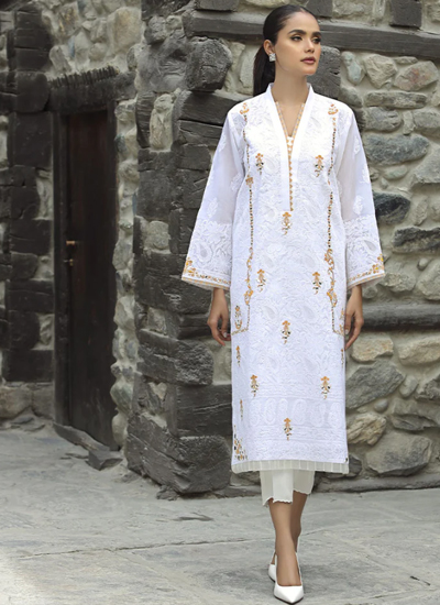 A Pearl White, Cotton Chikankari Shirt