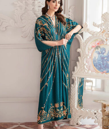 An Emerald Green Silk Jamawar Kaftan