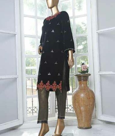 Black Velvet Embroidery Kurta For Women