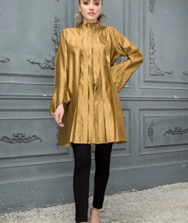 Chambray Katan Dress Color Mustard Gold