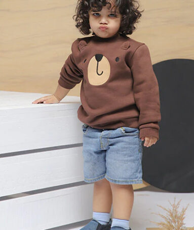 Teddy Long Sleeve Hoodie For Kids