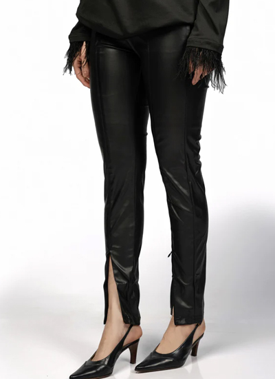 Zipper Split Leather Pants For Women