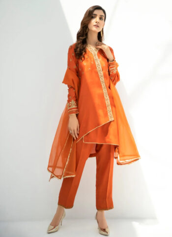 3 Piece Stitched Raw Silk Dress