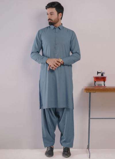 Blue Self Exclusive Designer Shalwar Kameez