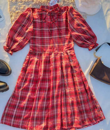 Chery Grunge Plaid Short Dress