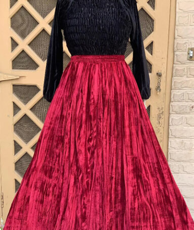 Crush Velvet Skirt And Shirt For Women